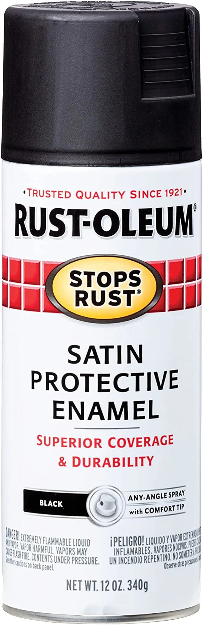 12 OZ Stops Rust Protective Enamel Spray Paint - Satin Black