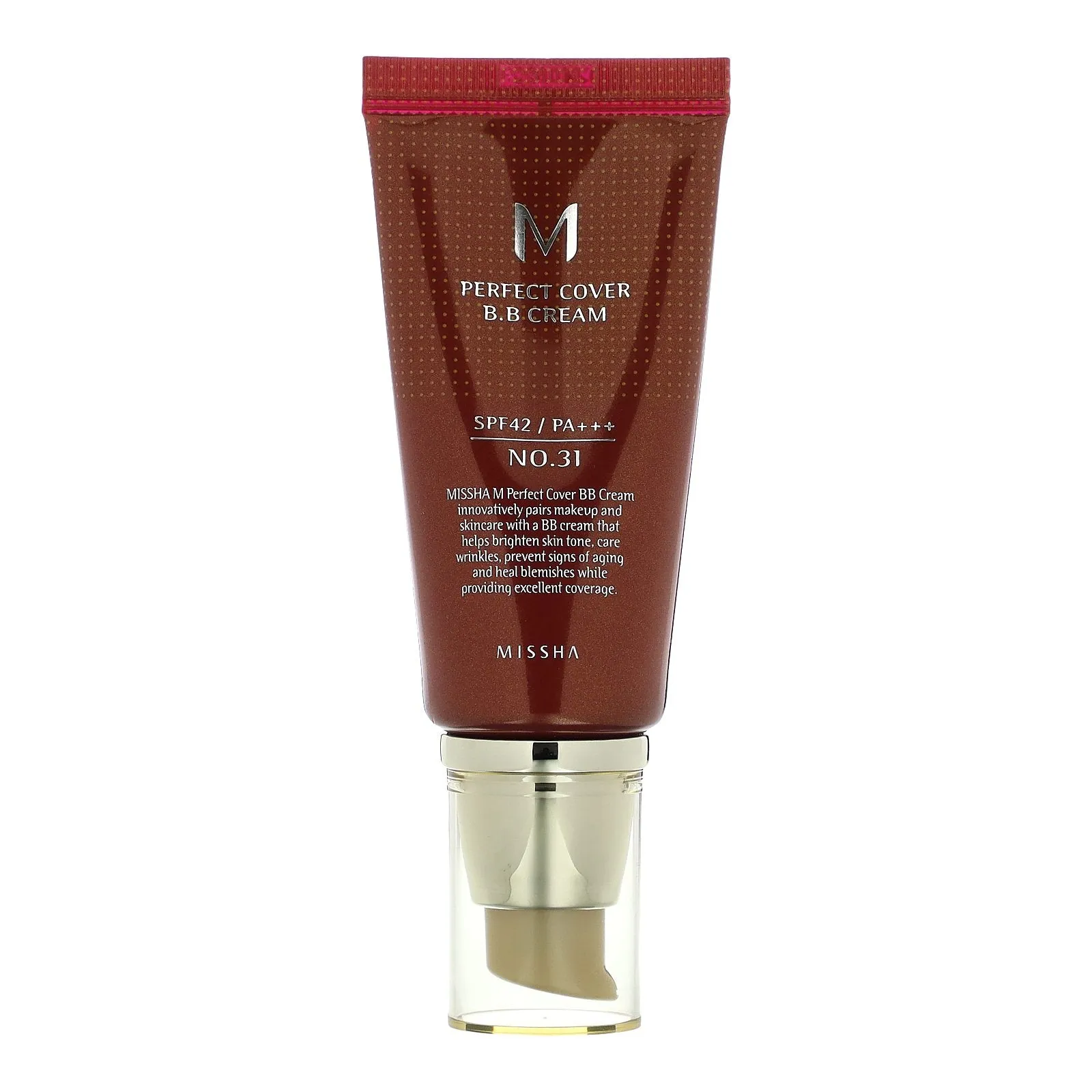 Missha, M Perfect Cover B.B Cream, SPF 42 PA   , No. 31 Golden Beige, 1.7 fl oz (50 ml)
