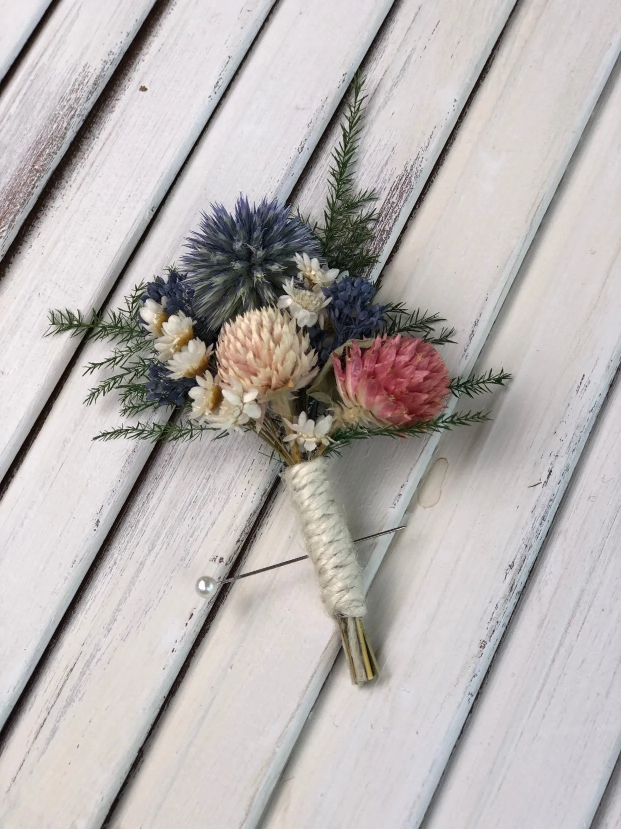 Peaches and Dream Foliage Boutonniere