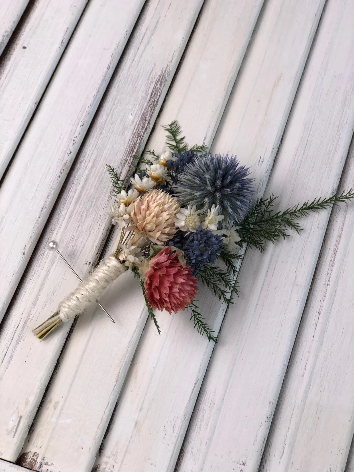Peaches and Dream Foliage Boutonniere