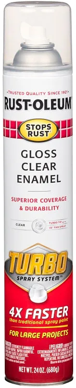 Rust-Oleum Stops Rust 353345 Protective Enamel with Turbo Spray System, Gloss, Clear, 24 oz, Aerosol Can :CAN: QUANTITY: 1